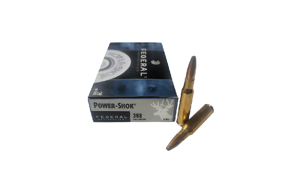 Federal PowerShok Ammunition - 308 Winchester - 150 Grain Soft Point - 20 Rounds - Brass Case