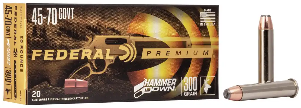 Federal Premium Ammunition - 45-70 Government - 300 Grain Bonded Soft Point - 20 Rounds - Nickel Plated Brass Case