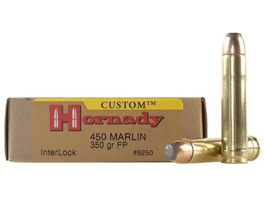 Hornady Ammunition - 450 Marlin - 350 Grain Interlock FP - 20 Rounds - Brass Case