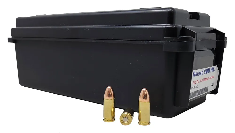 Miwall Reload Ammunition - 9 MM Luger - 124 Grain Full Metal Jacket - 250 Rounds W/ Free Ammo Can