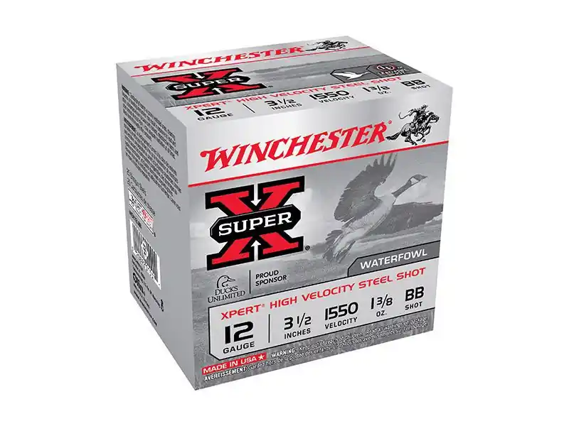 Winchester Super-X Ammunition - 12 Gauge - 3 1/2" - 1 3/8 Oz. Steel Shot BB - 25 Rounds