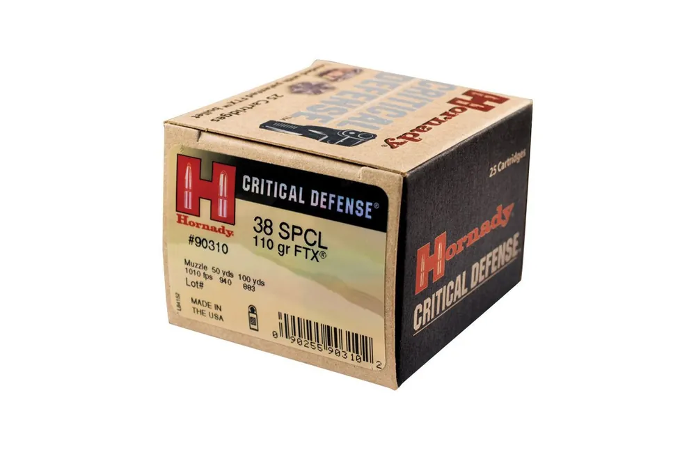 Hornady Critical Defense Ammunition - 38 Special - 110 Grain FTX - 25 Rounds - Brass Case