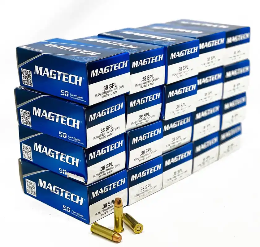 Magtech Ammunition - 38 Special - 158 Grain Full Metal Jacket Flat Point - 50 Rounds - Brass Case