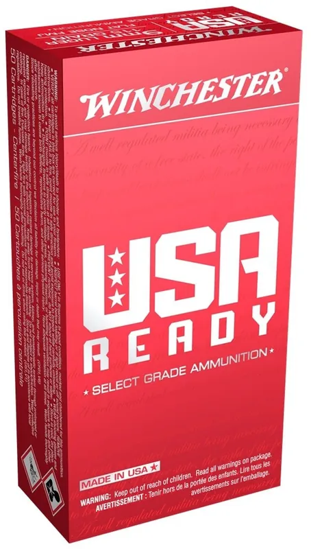 Winchester USA Ready Ammunition - 9 MM Luger - 115 Grain Flat Nose Full Metal Jacket - 500 Rounds
