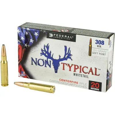 Federal Non Typical Ammunition - 308 Winchester - 150 Grain Soft Point - 20 Rounds - Brass Case