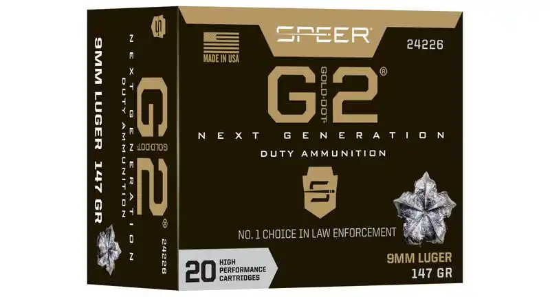 Speer Gold Dot Ammunition - 9 MM Luger - 147 Grain Gold Dot G2 - 20 Rounds - Nickel Plated Bass Case