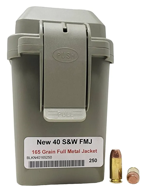 Miwall New Ammunition - 40 S&W - 165 Grain Full Metal Jacket - 250 Rounds W/Free Ammo Can
