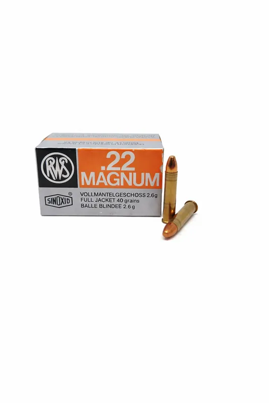 RWS Ammunition - 22 Winchester Magnum - 40 Grain Full Metal Jacket - 50 Rounds