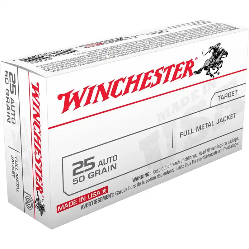 Winchester 25 Auto - 50 Grain Full Metal Jacket - 500 Rounds - Brass Case