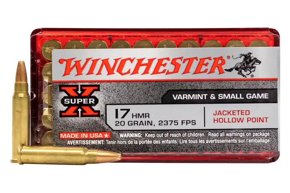 Winchester Super-X Ammunition - 17 HMR - 20 Grain Jacketed Hollow Point - 1000 Rounds - Brass Case