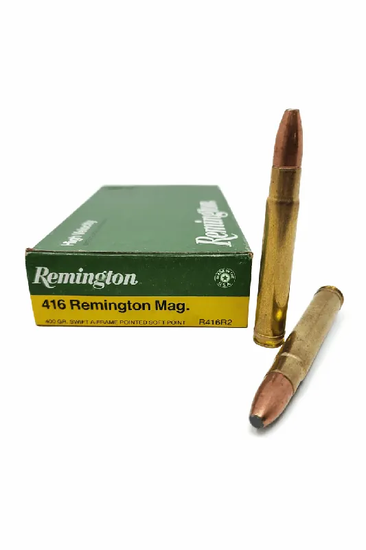Remington Ammunition - 416 Remington Magnum - 400 Grain Swift A-Frame Pointed Soft Point -20 Rounds