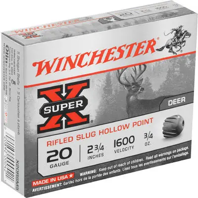 Winchester Super-X Ammunition - 20 Gauge - 2 3/4" - 3/4 oz. Slug - 5 Rounds