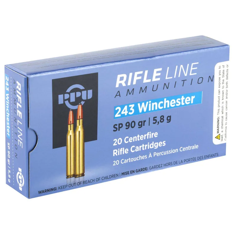 Prvi Partizan Ammunition - 243 Win - 90 Grain Soft Point - 20 Rounds - Brass Case