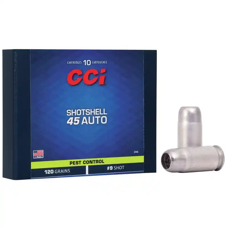 CCI Shot Shell Ammunition - 45 Auto -#9 Shot - 10 Rounds - Aluminum Case