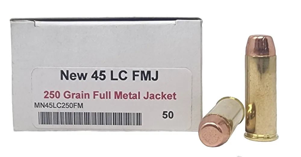 Miwall New Ammunition - 45 Long Colt - 250 Grain Full Metal Jacket - 50 Rounds - Brass Case