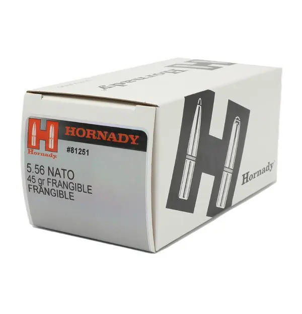 Hornady TAP LE Training Ammunition - 5.56 NATO - 57 Grain JACKETED FRANGIBLE TRAINING Lead Free Suppressor Safe- 50 Rounds - Brass Case