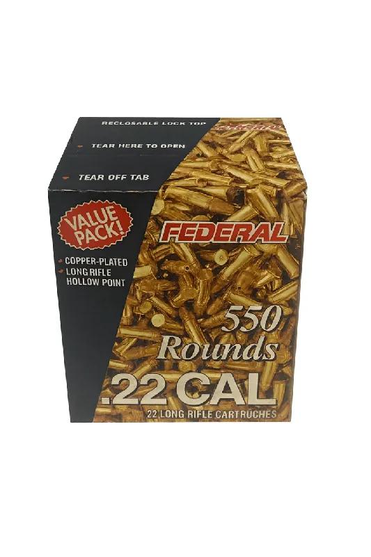 Federal Ammunition - 22 Long Rifle - 36 Grain Copper Plated Hollow Point - 550 Rounds