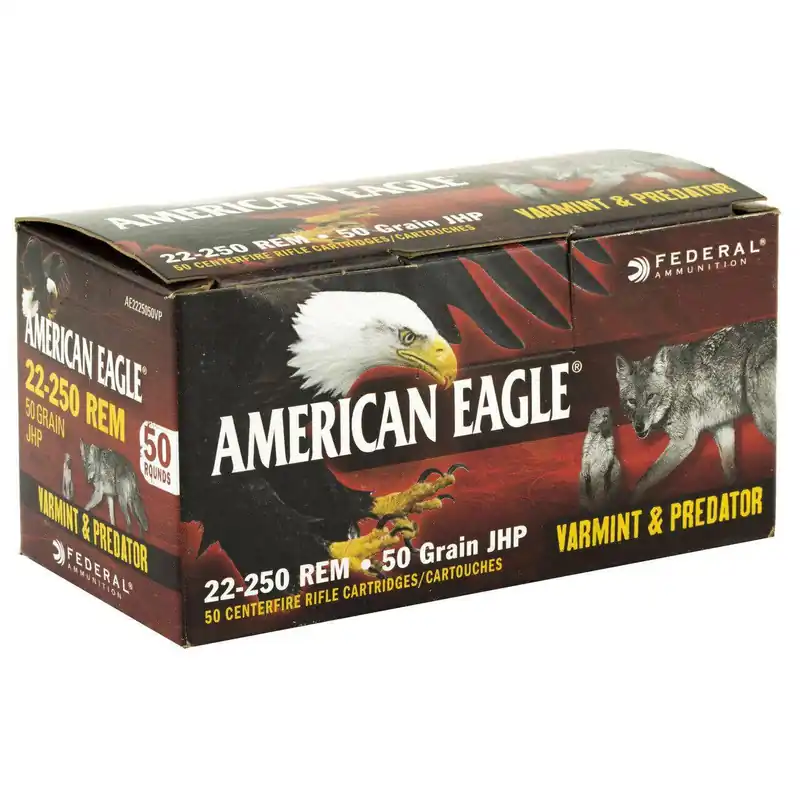 Federal AE Ammunition - 22-250 Remington - 50 Grain Jacketed Hollow Point - 50 Rounds