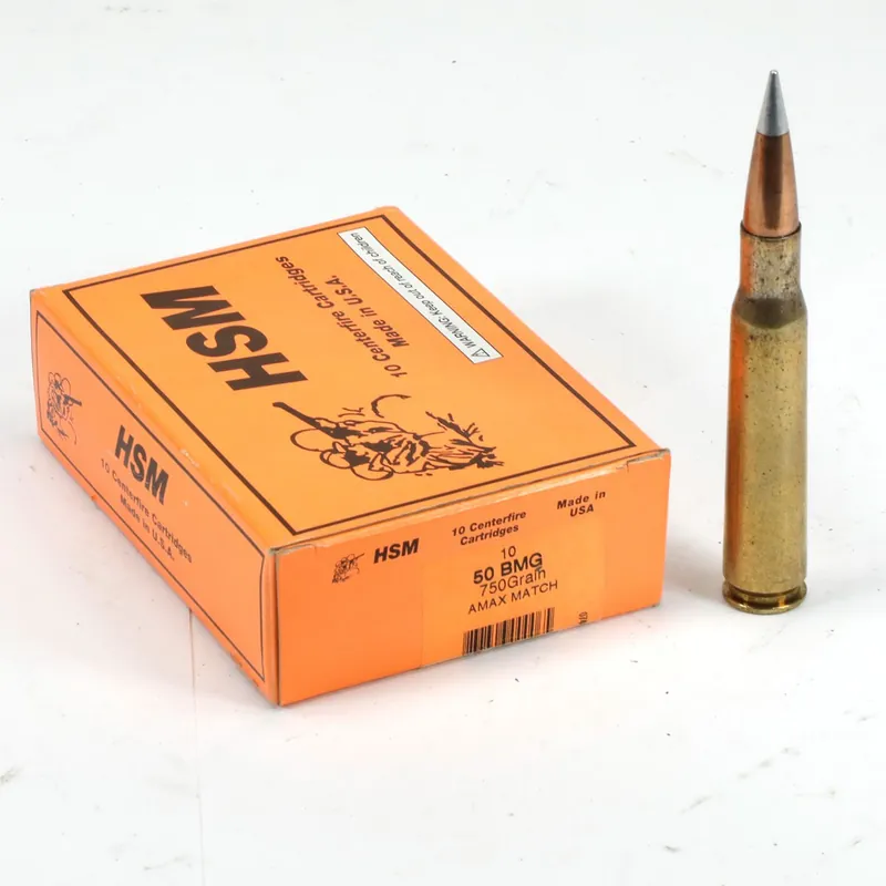 HSM Ammunition - 50 BMG - 750 Grain A-MAX - 10 Rounds