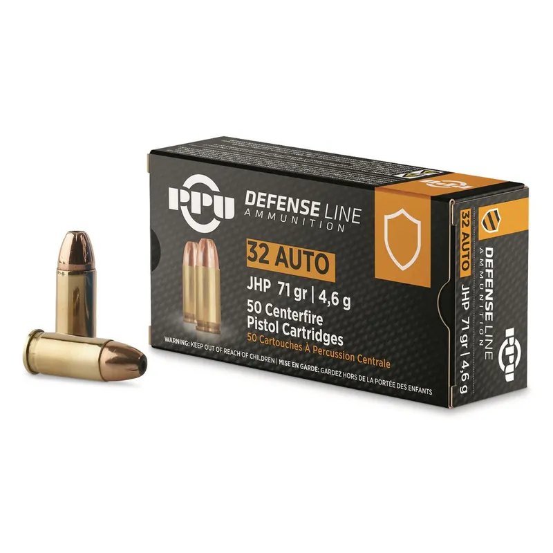 Prvi Partizan Ammunition - 32 Auto - 71 Grain Jacketed Hollow Point - 50 Rounds - Brass Case