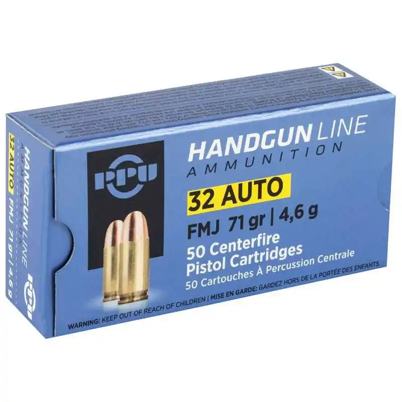 Prvi Partizan Ammunition - 32 Auto - 71 Grain Full Metal Jacket - 50 Rounds - Brass Case