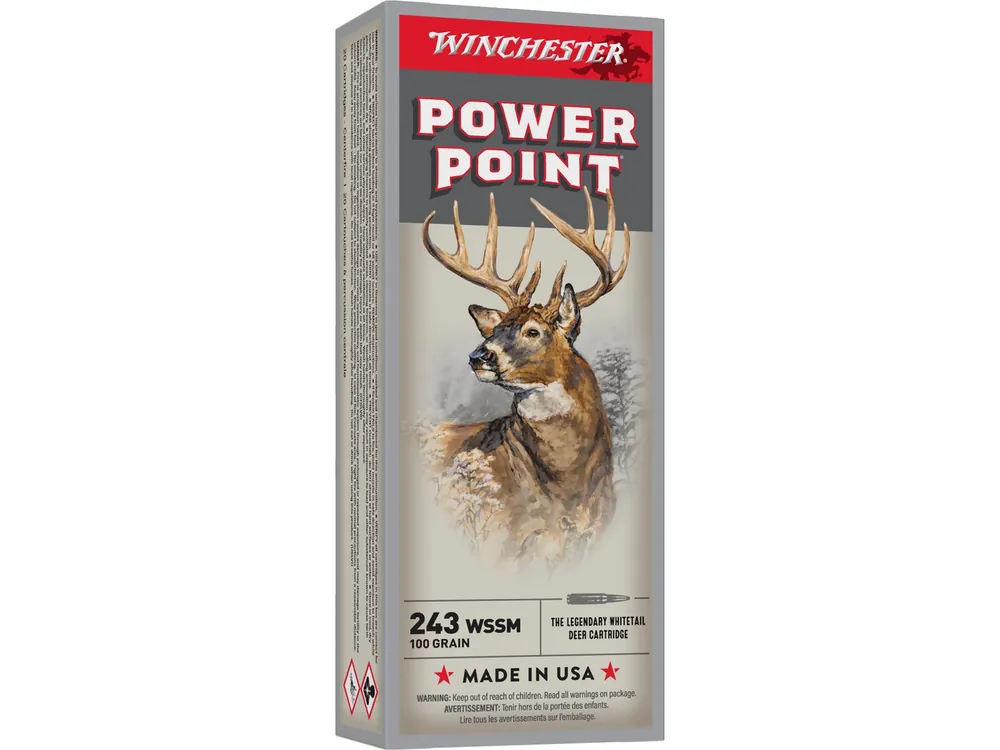 Winchester Power Point Ammunition - 243 Winchester Super Short Magnum - 100 Grain Power Point - 20 Rounds