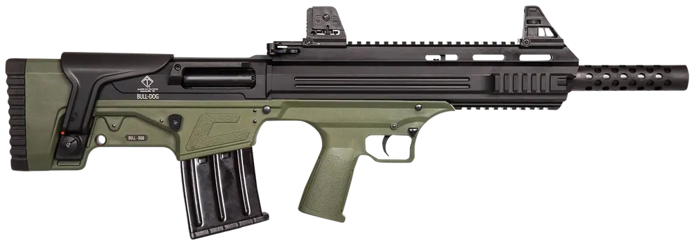 ATI ATIG20BDG Bulldog 20 Gauge Semi-Auto Shotgun with Green Bullpup Stock and Picatinny Mount