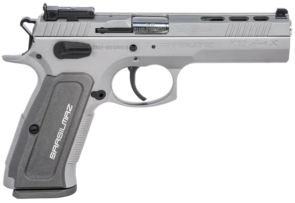 SAR USA K12 Sport X 9mm Luger Pistol with Stainless Steel Frame and Gray Polymer Grip
