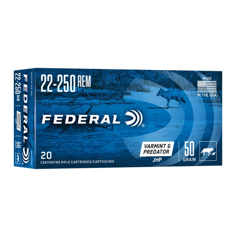 Federal AE 22-250 50 Grain JHP Ammunition - 20 Rounds/200 Rounds