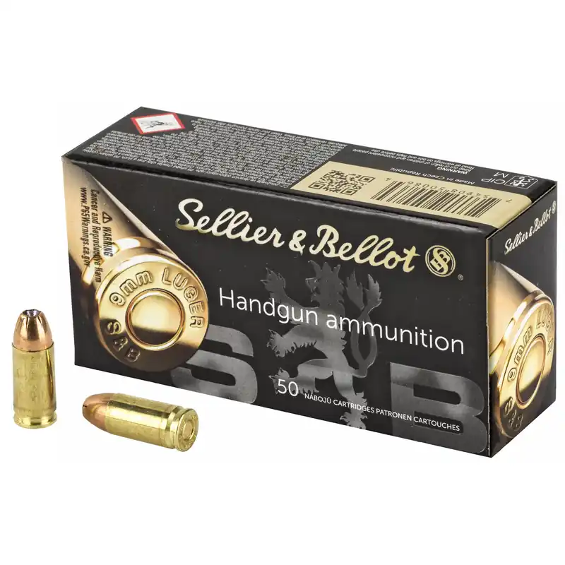 S&B 9MM 124GR JHP Ammunition - 50 Rounds/1000 Rounds Available