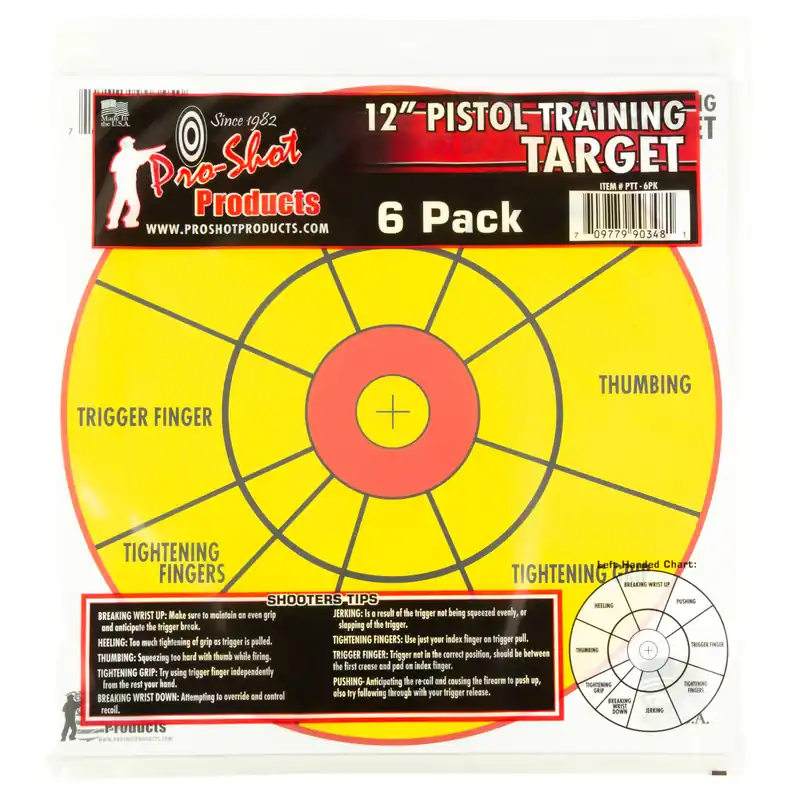 PROSHOT 12" Bullseye Pistol Training Target 6-Pack