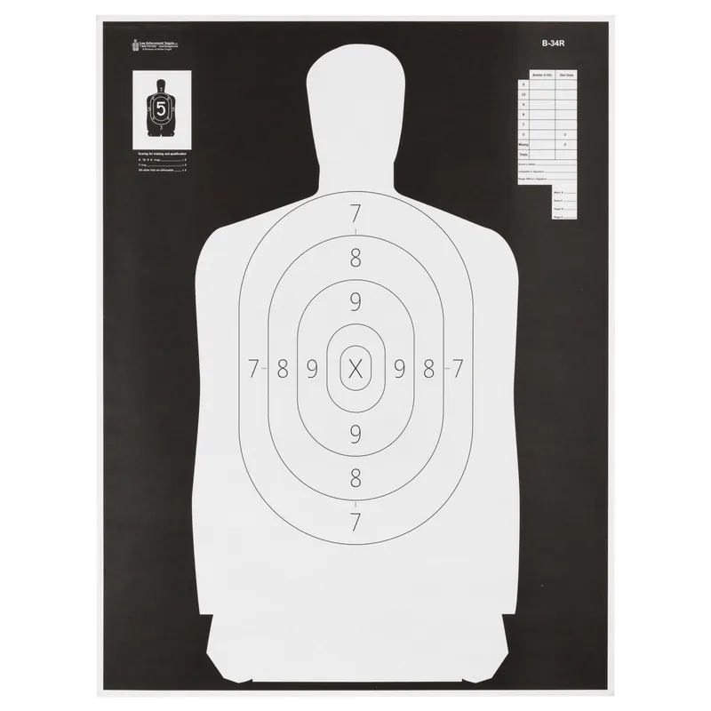 Action Target B34 Black/White Silhouette 100 Pack