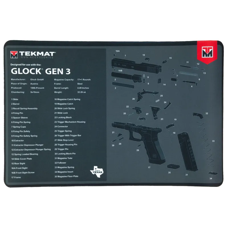 TEKMAT Gun Cleaning Mat for Glock Gen3 Pistols