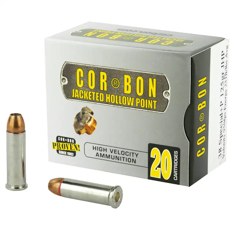 CORBON .38 Special +P 125 Grain JHP Ammunition - 20 Rounds/Box, 500 Rounds/Case