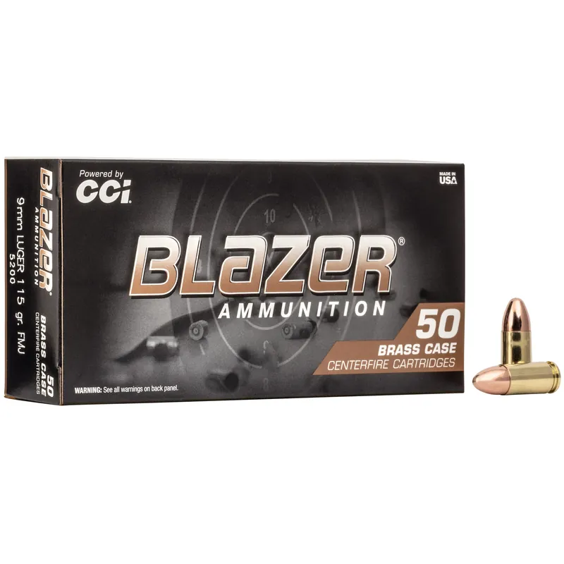 BLAZER BRASS 9MM 115GR FMJ Ammunition - 50 Rounds/1000 Rounds