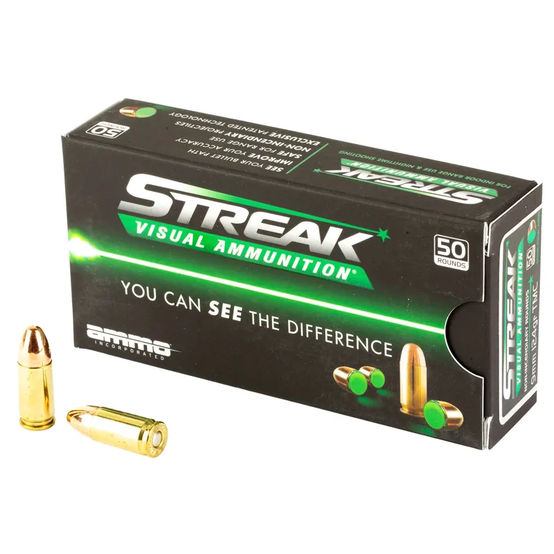 STREAK Green 9mm 124 Grain TMC Ammunition - 50 Rounds/1000 Rounds