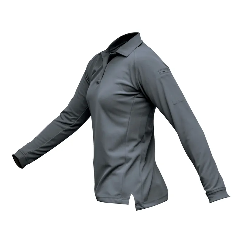 VERTX Coldblack Women's Long Sleeve Polo, Gray, Medium