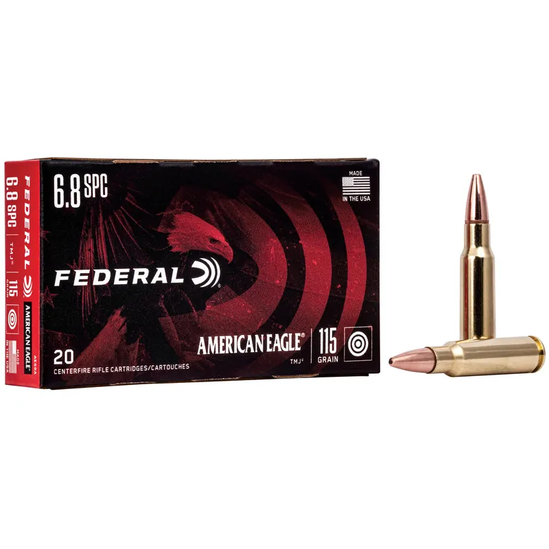 Federal American Eagle 6.8 SPC 115 Grain FMJ Ammunition - 20 Rounds/200 Rounds