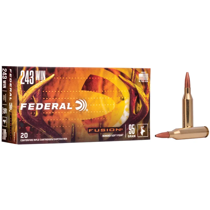 FUSION 243WIN 95GR Ammunition - 20 Rounds per Box, 200 Rounds Total