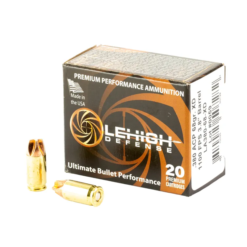 Lehigh Xtreme Defense .380 ACP 68 Grain Ammunition - 20/200 Rounds