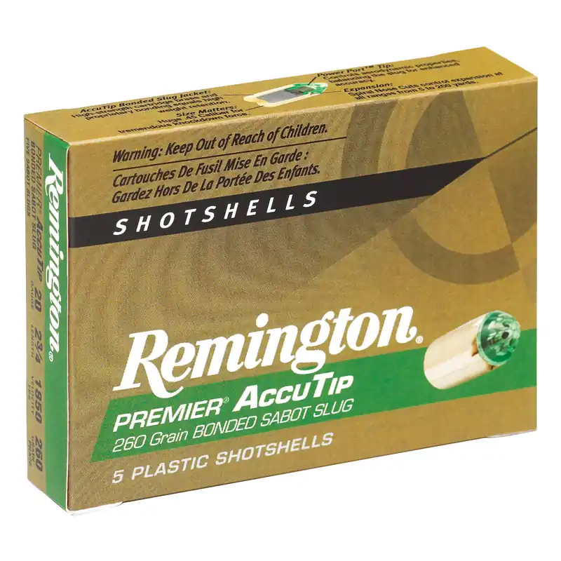 Remington AccuTip 20 Gauge 2.75" 260 Grain Sabot Slugs - 5 Rounds/Box, 100 Boxes/Case