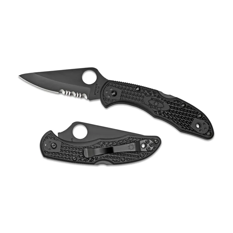 Spyderco Delica4 Black Combo Blade Knife