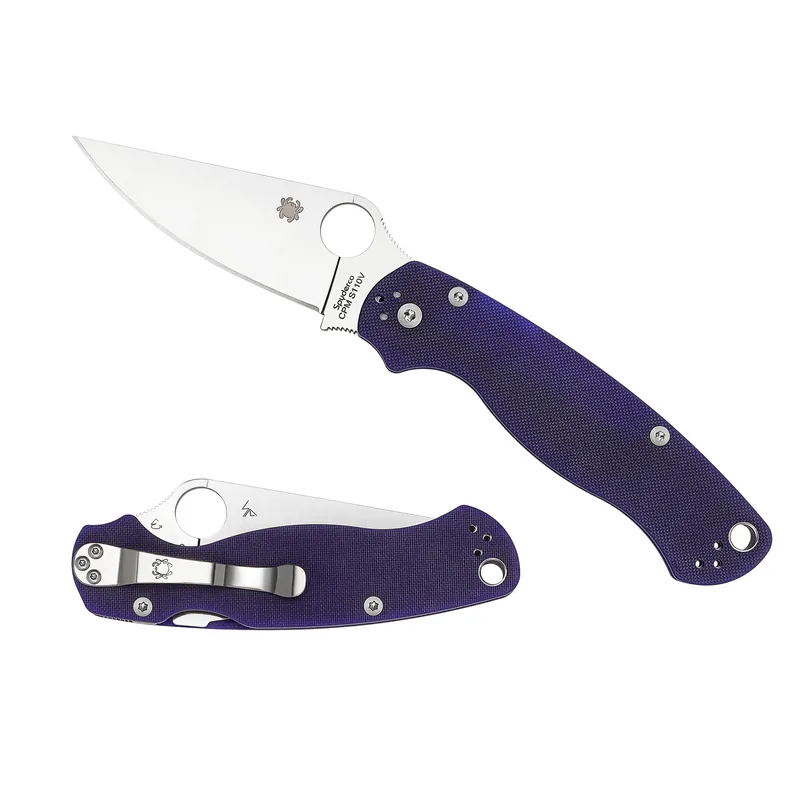 Spyderco Paramilitary 2 Blue G10 Plain Edge Knife
