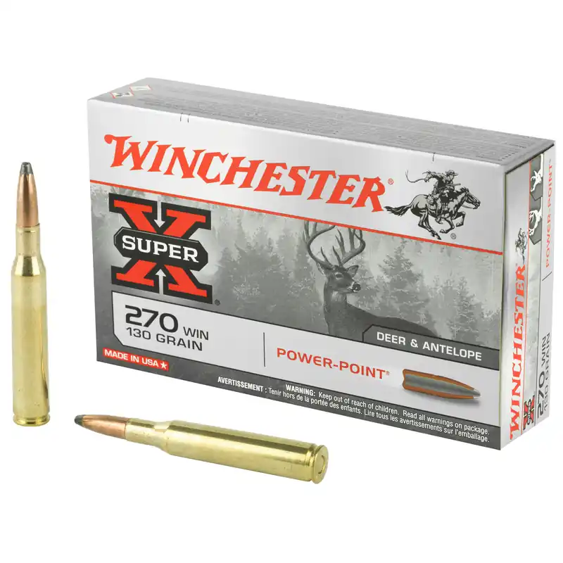 Winchester Super-X Power-Point 270 Win 130 Grain Ammunition, 20 Rounds/200 Rounds