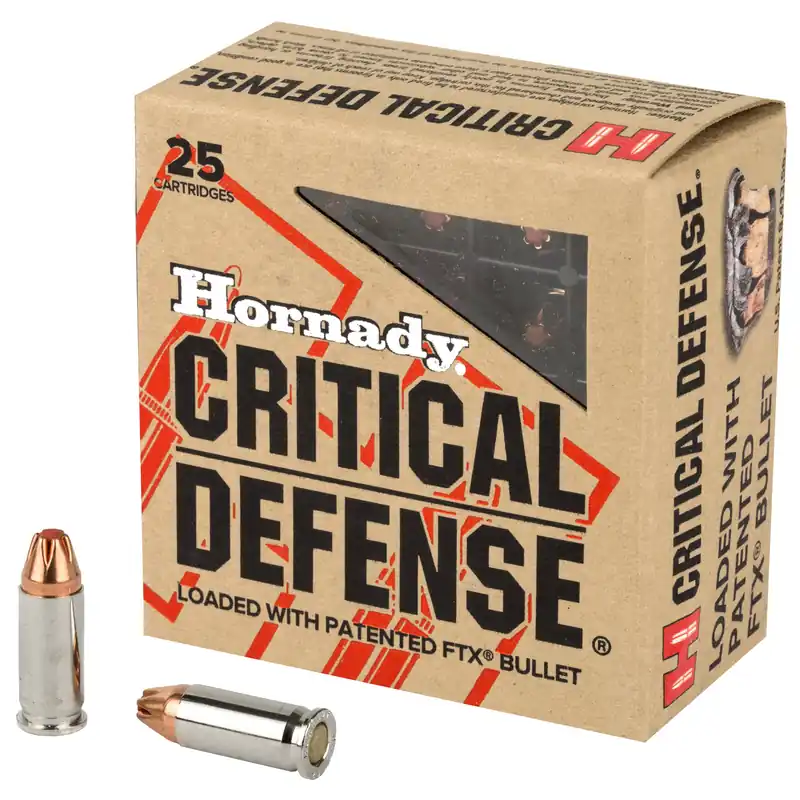 Hornady Critical Defense .25 ACP 35 Grain FTX Ammunition - 25 Rounds/Box, 250 Rounds/Case