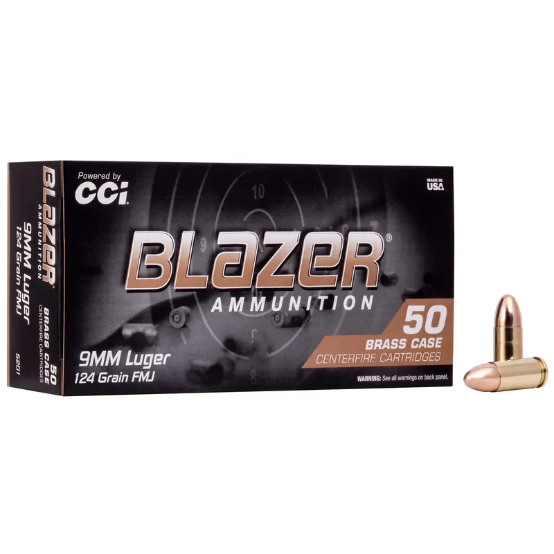 BLAZER BRASS 9MM 124GR FMJ Ammunition - 50 Rounds/1000 Rounds