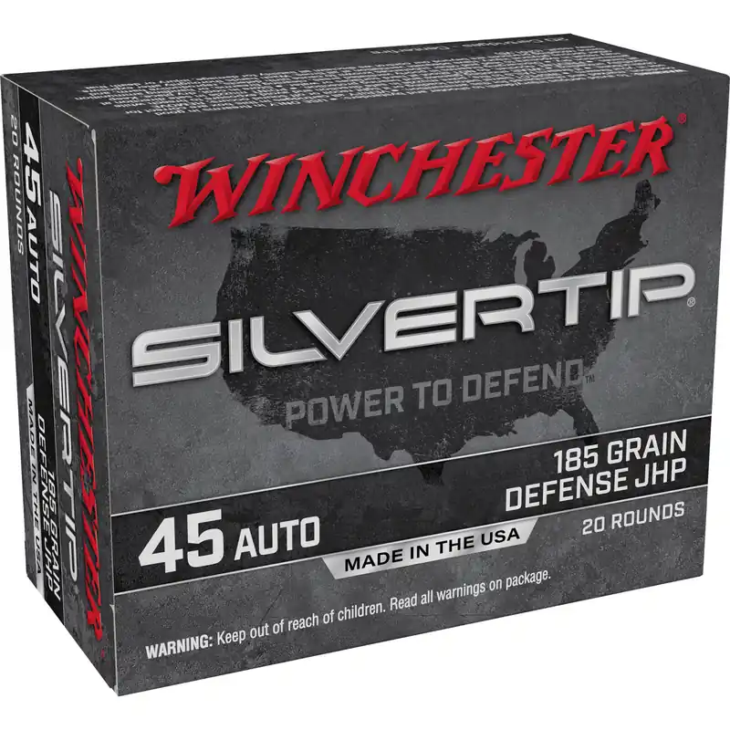 Winchester Silvertip .45 ACP 185 Grain Hollow Point Ammunition - 20 Rounds per Box, 200 Rounds per Case
