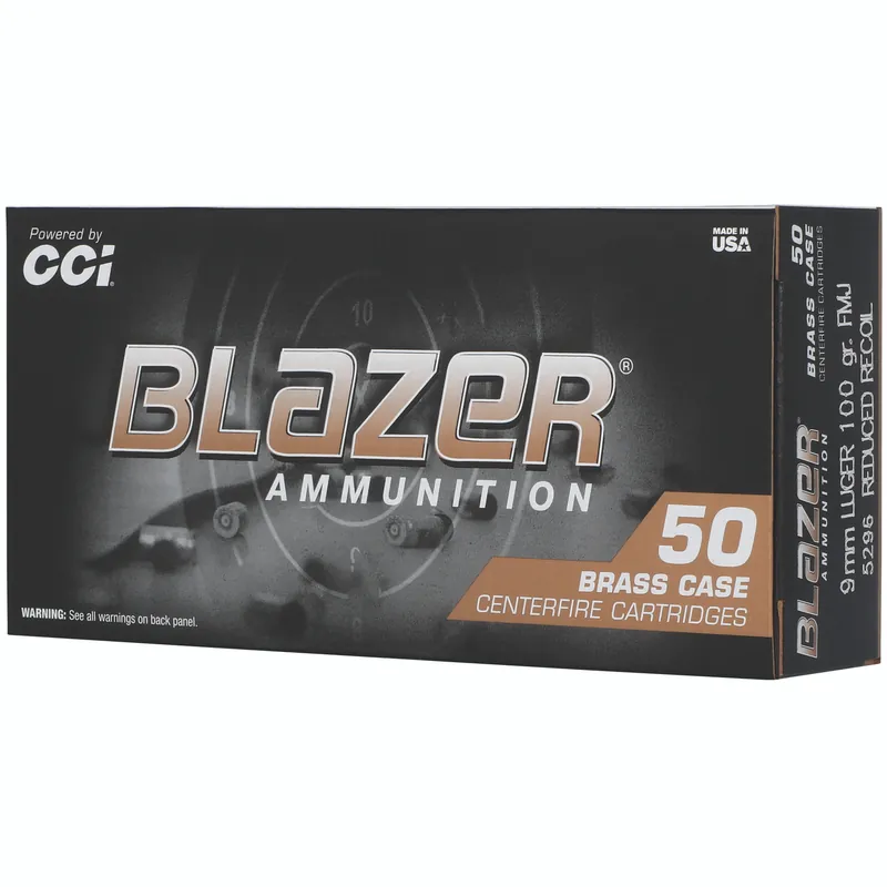 CCI Blazer Brass 9mm 100gr FMJ Ammunition - 50 Rounds/1000 Rounds