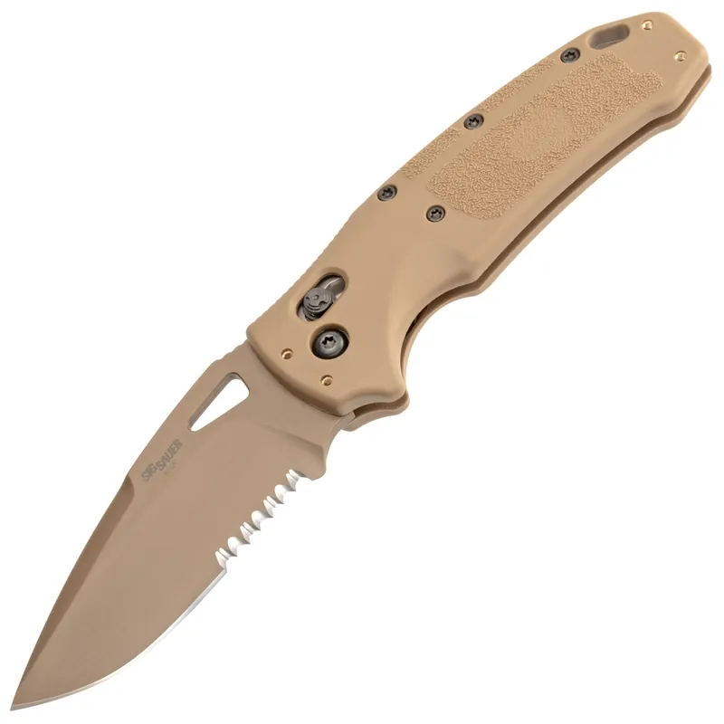 Hogue SIG K320 M17 3.5" Drop Point Serrated Coyote Tan