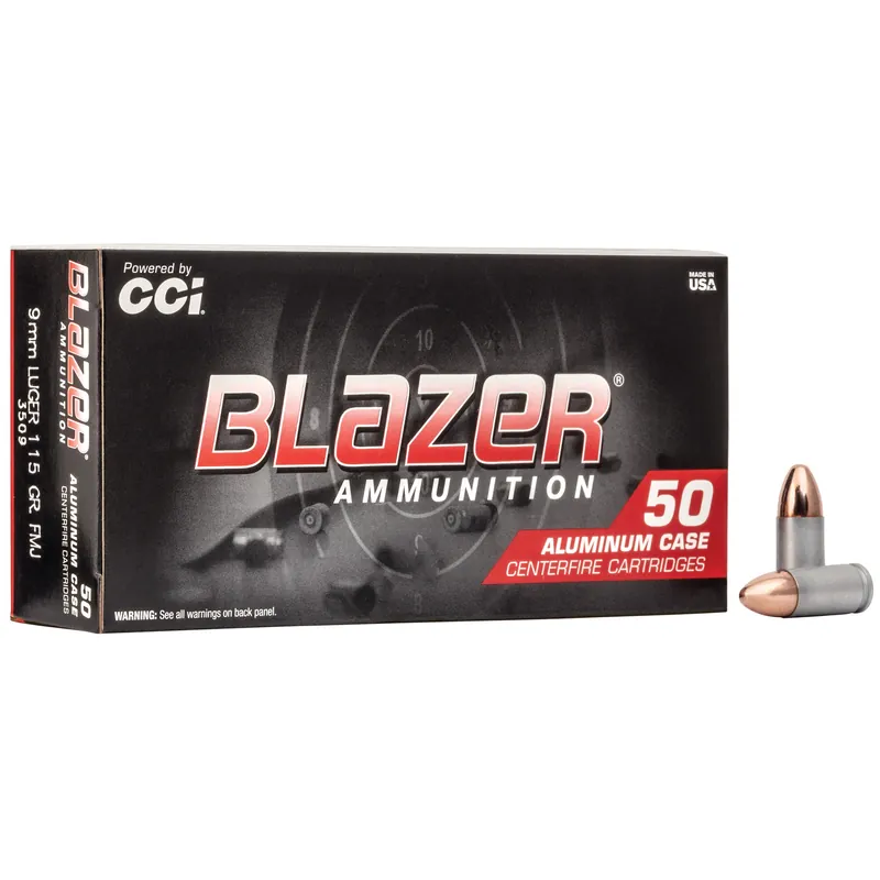 BLAZER 9MM 115GR FMJ Ammunition - 50 Rounds/1000 Rounds
